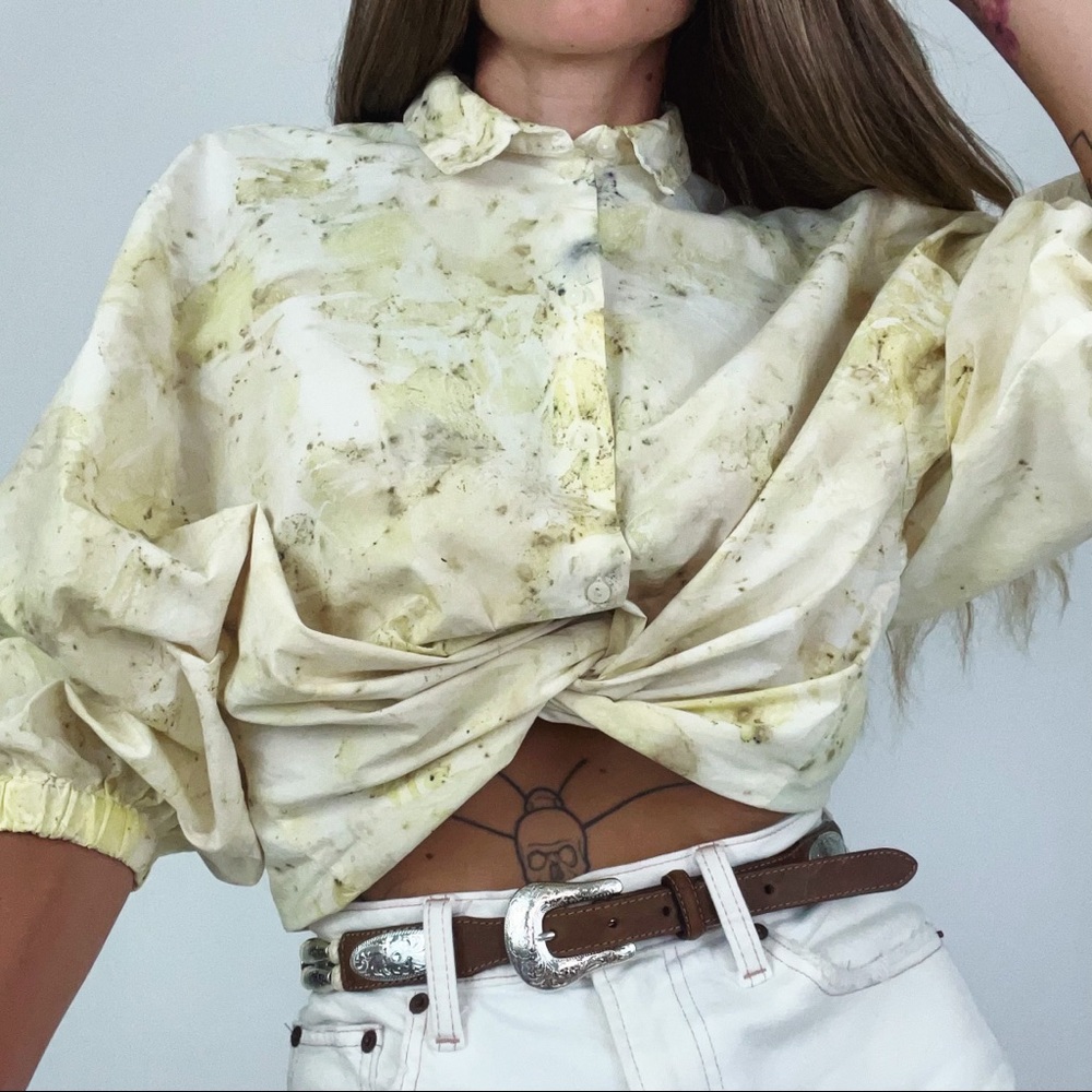 Hand-Dyed Button-Front Blouse | Size 6